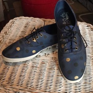 🚨B2G1 KEDS Taylor Swift Blue Metallic Gold White Polka Dotted Tennies Shoes